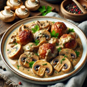 Meatballs With Potatoes in mushroom sauce