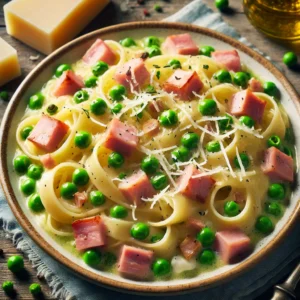 Tagliatelle with Ham and Peas