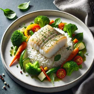 Cod Fillet with rice and vegetables