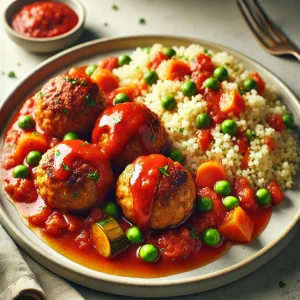 Chicken Meatballs With Tomato Sauce and Couscous