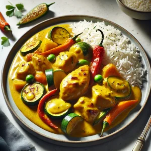 Chicken Curry with Vegetables and Rice