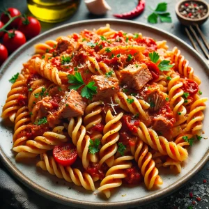 Pasta with spicey tuna sauce