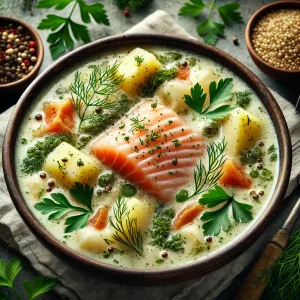 Fish Soup Potatoes Dill Quinoa