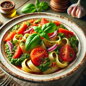 Pasta Pesto with Fresh Tomato Sauce