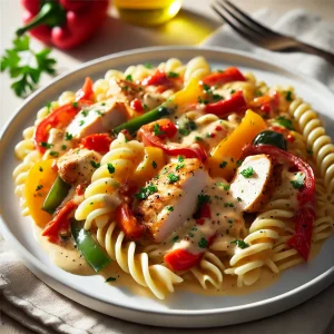 Pasta Ckicken Pepper Cream With mix Peppers