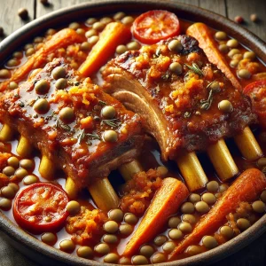 Pork Ribs Stewed with Lentils and Carrots