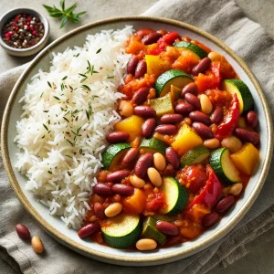 Ratatouille with beans and Basmati Rice