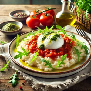 Risotto with Tomato Sauce and Mozzarella