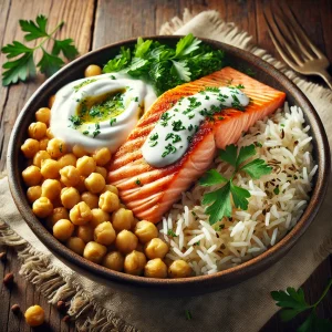 Salmon and Chickpeas with Basmati Rice