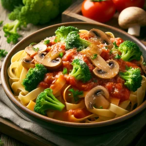 Tagliatelle with Mushrooms and Broccoli