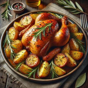 Rosmary flavored Roasted Chicken with Potatoes