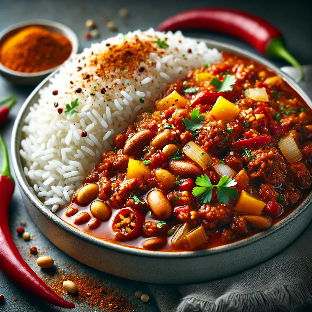 Chilli con carne with rice