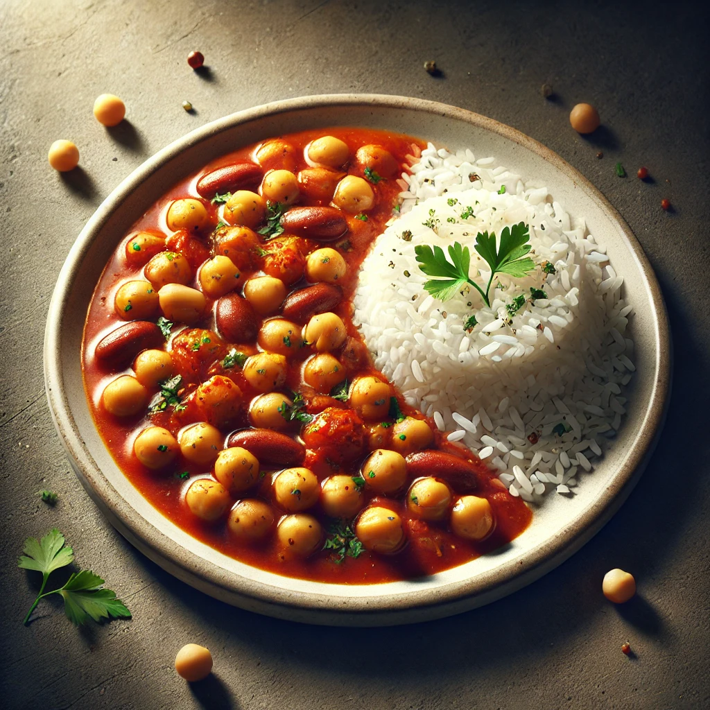 Chickpeas and Beans Stew with Rice