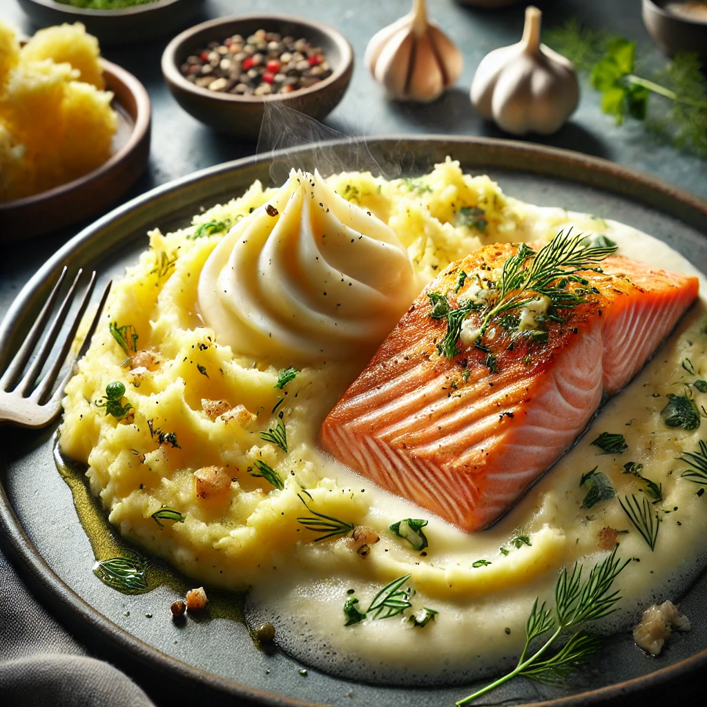 Baked Salmon with potatoe pure