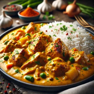 Chicken korma with rice