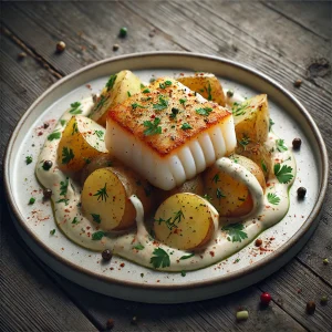 Cod with potatoes in Aioli sauce