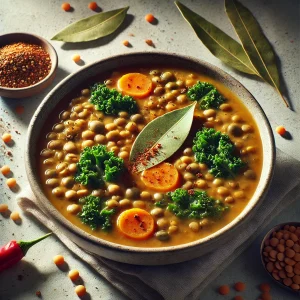 Lentil soup carrots and kale