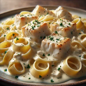 Tagliatelle with creamy cod